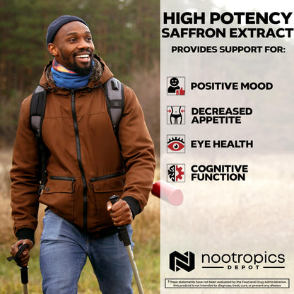 Nootropics Depot High Potency Saffron Extract Capsules | 30mg | Minimum 7.5% Crocins and 1% Safranals | Crocus sativus | 60 ct - Maple Wellness Supplements