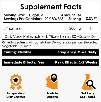 Nootropics Depot L-Theanine Capsules 200mg (180 Count) | Promotes Relaxation | Supports Healthy Stress Levels + Sleep Cycles | Promotes Cognitive Function + Focus | Amino Acid Supplement - Maple Wellness Supplements