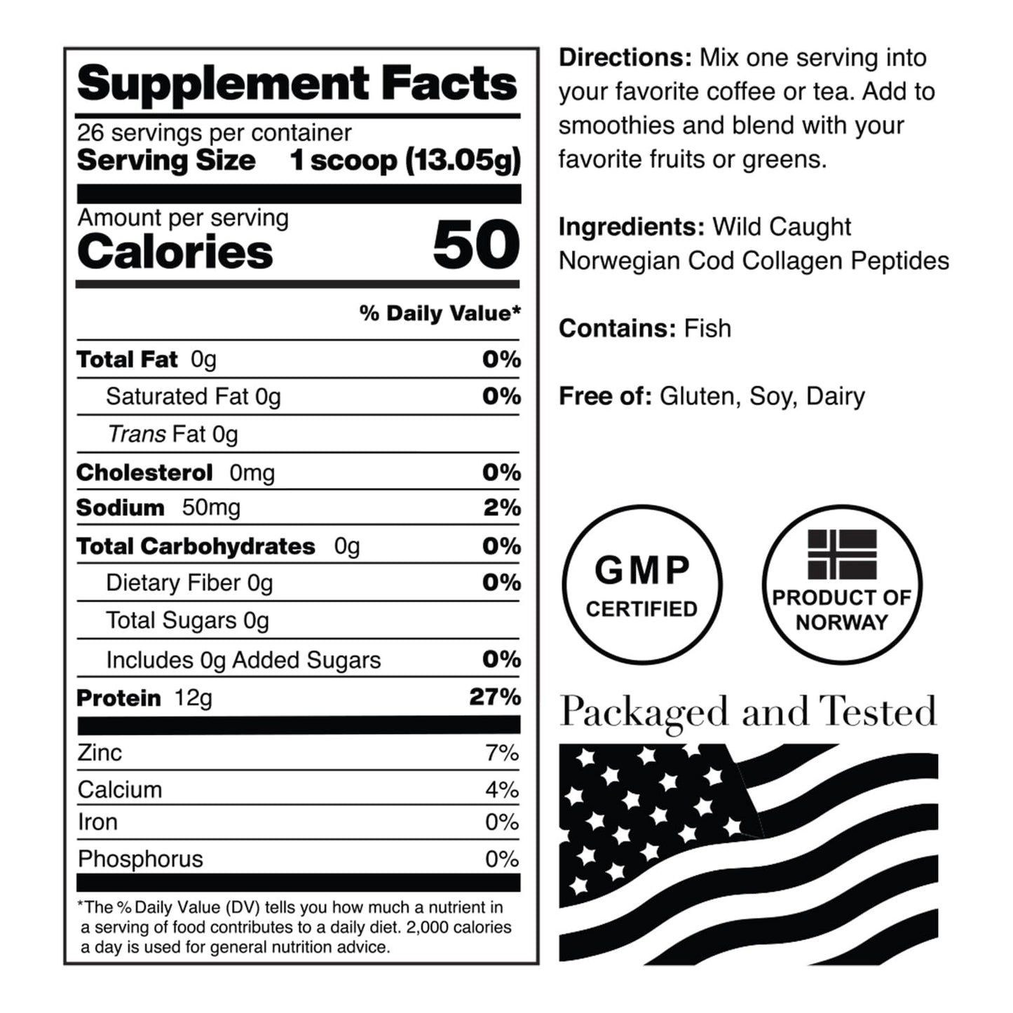 Norcal Marine Collagen - 12oz Marine Collagen Peptides Powder | High Protein, Zero Fat/Sugar/Carb | Skin, Hair, Nail & Joint Health | Low Metals, US GMP Certified - Maple Wellness Supplements