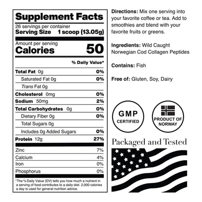 Norcal Marine Collagen - 12oz Marine Collagen Peptides Powder | High Protein, Zero Fat/Sugar/Carb | Skin, Hair, Nail & Joint Health | Low Metals, US GMP Certified - Maple Wellness Supplements