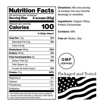 NorCal Organic Classic Whey Protein - 2lbs Bulk | 100% Grass-Fed & Finished - Maple Wellness Supplements