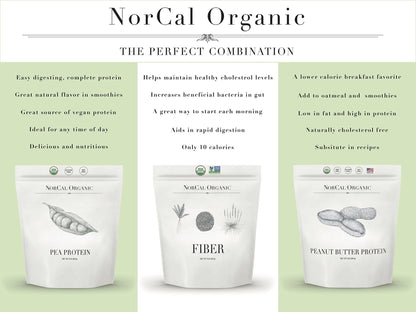 Norcal Organic Peanut Butter Protein Powder - 2lb | Vegan, Low-Cal, 11g Protein - Maple Wellness Supplements