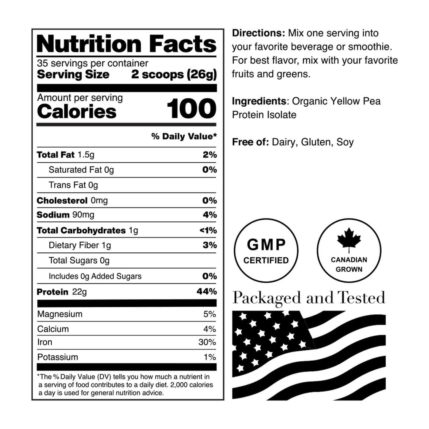 NorCal Organic - Premium Pea Protein Isolate - 100% Vegan and Organic - UNFLAVORED - 2 Pounds (Pack of 1) - 35 Servings - Maple Wellness Supplements