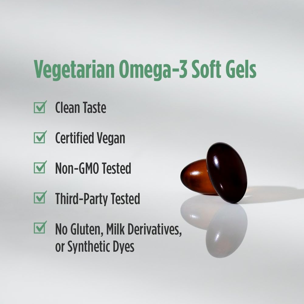 Nordic Naturals Algae Omega - 120 Soft Gels - 715 mg Omega-3 - Certified Vegan Algae Oil - Plant-Based EPA & DHA - Heart, Eye - Maple Wellness Supplements