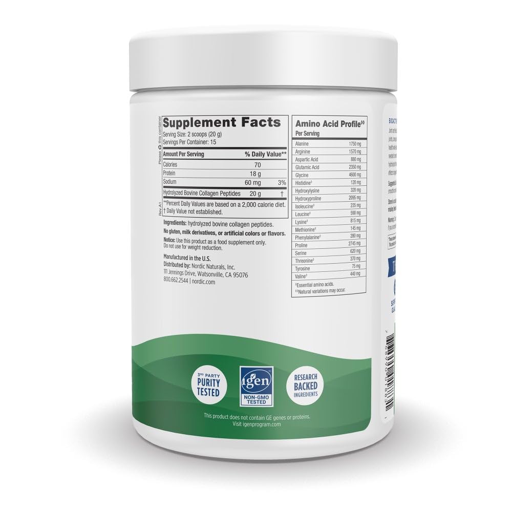 Nordic Naturals Joint & Muscle Collagen Peptides, Unflavored - 10.6 Ounces - Collagen Supplement for Skin Health and Joint Mobility - 15 Servings - Maple Wellness Supplements