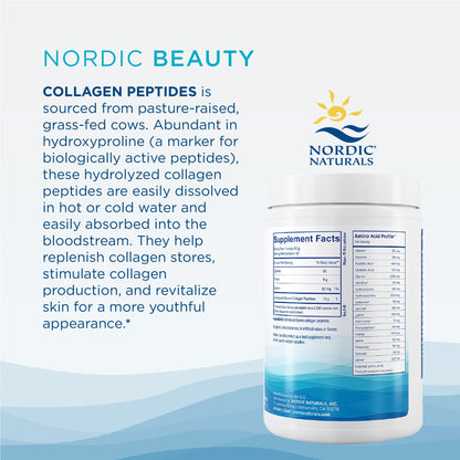 Nordic Naturals Nordic Beauty Collagen Peptides, Unflavored - 10.6 Ounces - Collagen Supplement for Skin Health and Elasticity - for Hot and Cold Beverages - 30 Servings - Maple Wellness Supplements