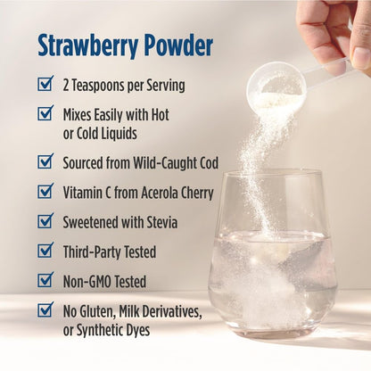 Nordic Naturals Nordic Beauty Marine Collagen Powder, Strawberry - 5.29 Ounces - Collagen Powder Supplement for Healthy Skin, Joints, and Bones, Vitamin C for Antioxidant Support - 30 Servings - Maple Wellness Supplements