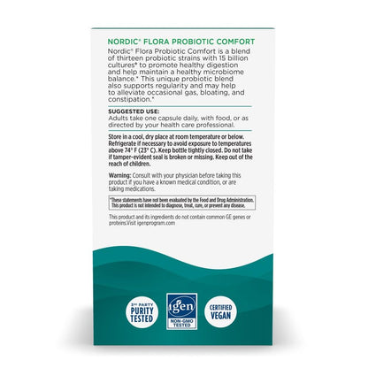 Nordic Naturals Nordic Flora Probiotic Comfort - 30 Capsules - 13 Probiotic Strains w/ 15 Billion Cultures - Supports Regularity & Digestive Comfort, Alleviates Bloating - Maple Wellness Supplements