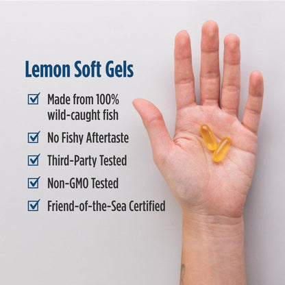 Nordic Naturals Omega-3, Lemon Flavor - 90 Soft Gels - 690 mg Omega-3 - Fish Oil - EPA & DHA - Immune Support, Brain & Heart Health, Optimal Wellness - Non-GMO - 45 Servings - Maple Wellness Supplements