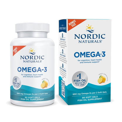 Nordic Naturals Omega-3, Lemon Flavor - 90 Soft Gels - 690 mg Omega-3 - Fish Oil - EPA & DHA - Immune Support, Brain & Heart Health, Optimal Wellness - Non-GMO - 45 Servings - Maple Wellness Supplements