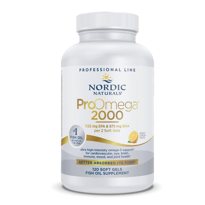 Nordic Naturals ProOmega 2000, Lemon Flavor - 120 Soft Gels - 2150 mg Omega-3 - Ultra High-Potency Fish Oil - EPA & DHA - Promotes Brain, Eye, Heart, & Immune Health - Non-GMO - 60 Servings - Maple Wellness Supplements