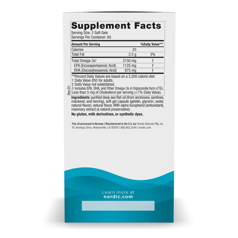 Nordic Naturals Ultimate Omega 2X, Lemon Flavor - 120 Soft Gels - 2150 mg Omega-3 - High-Potency Fish Oil with EPA & DHA - Promotes Brain & Heart Health - Maple Wellness Supplements