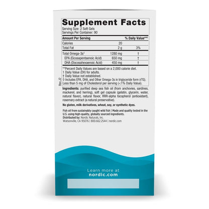 Nordic Naturals Ultimate Omega, Lemon Flavor - 180 Soft Gels - 1280 mg Omega-3 - High-Potency Fish Oil with EPA & DHA - Promotes Brain & Heart Health - Non-GMO - 90 Servings - Maple Wellness Supplements