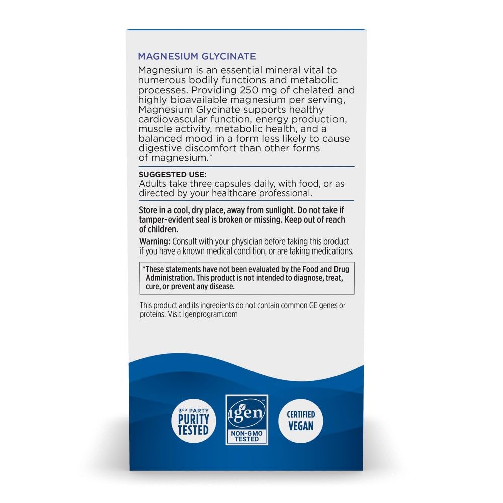Nordic Naturals Vegetarian Magnesium Glycinate Capsules, Unflavored, 90 Count - 250mg Magnesium per Serving - Highly Bioavailable Support for Muscle & Cardiovascular - Maple Wellness Supplements