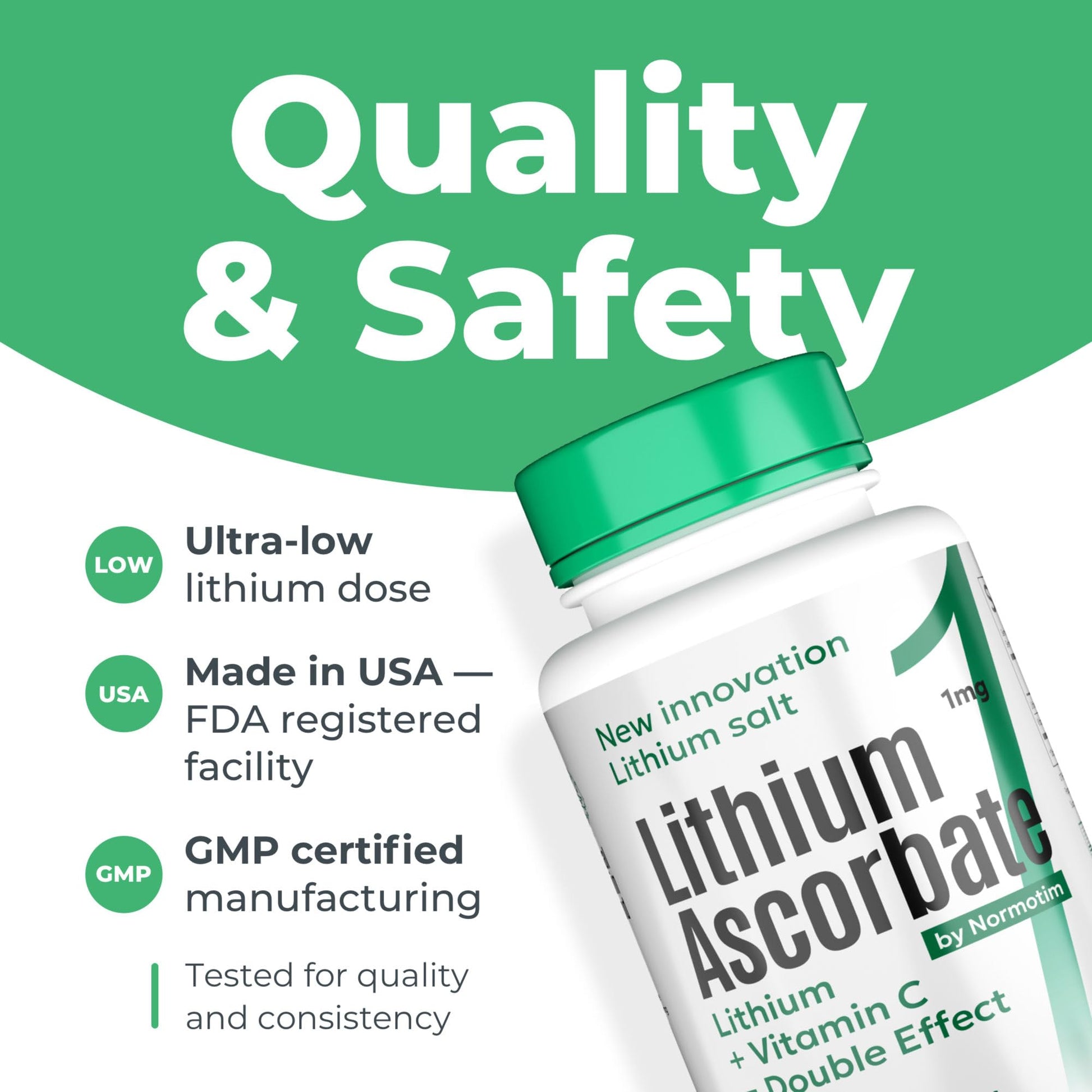 NORMOTIM Lithium Supplement 1 mg Tablets – Non-Drowsy Calm & Focus Support – Memory & Mental Clarity – Fast Dissolve – Compare to Lithium Orotate - Maple Wellness Supplements