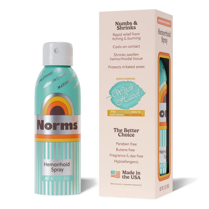 Norms Cooling Hemorrhoid Spray, Maximum Strength Touch-Free Relief with Phenylephrine, Witch Hazel, Aloe, Shrinks Swelling, Calms Itching, Soothes on Contact, 3oz Spray - Maple Wellness Supplements