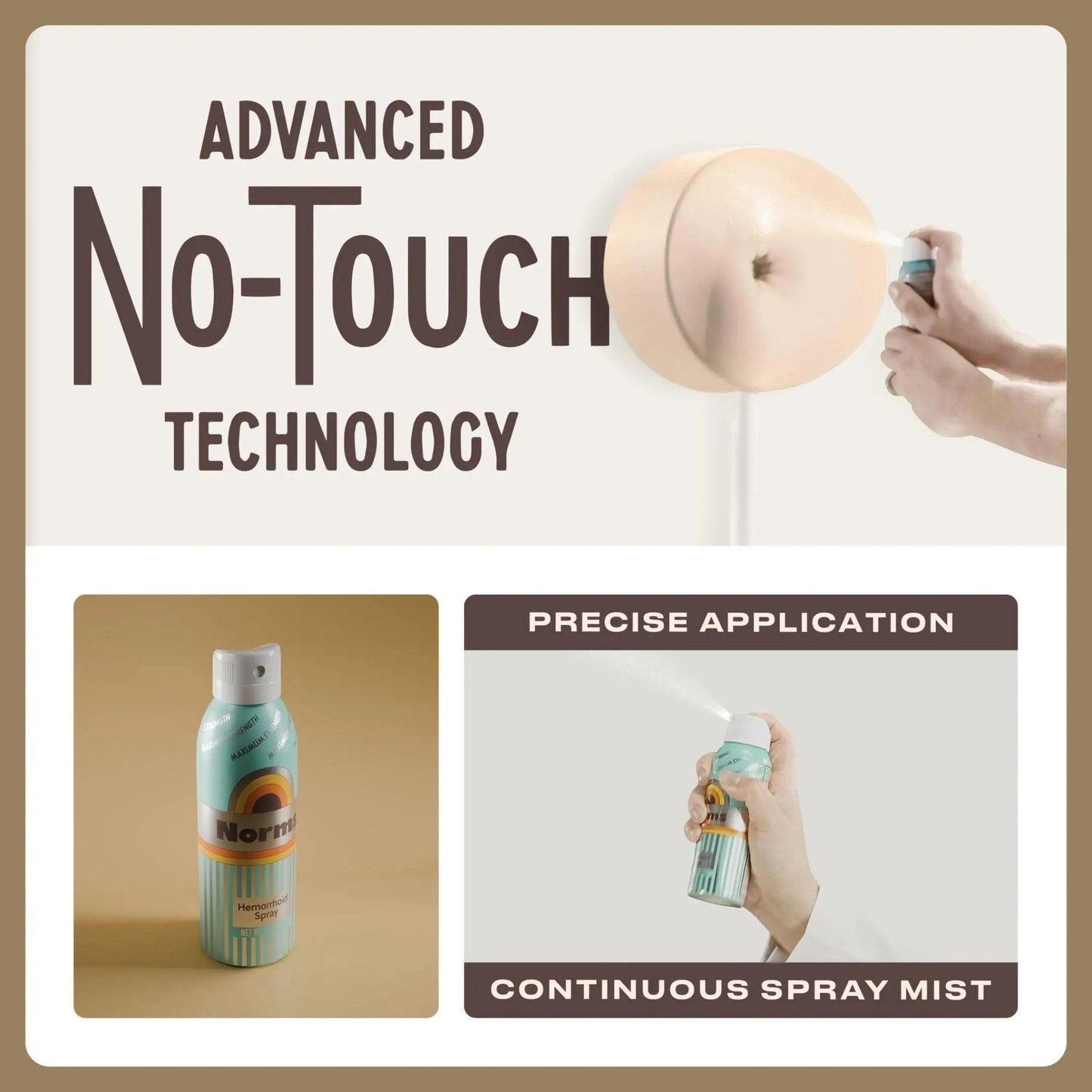 Norms Cooling Hemorrhoid Spray, Maximum Strength Touch-Free Relief with Phenylephrine, Witch Hazel, Aloe, Shrinks Swelling, Calms Itching, Soothes on Contact, 3oz Spray - Maple Wellness Supplements