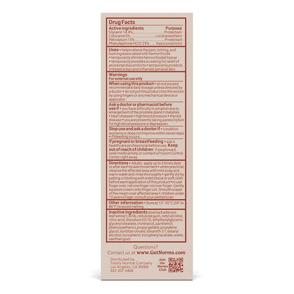 Norms Hemorrhoid Treatment Cream, Max Strength 5% Lidocaine, Rapid Relief for Hemorrhoidal Pain, Swelling, Itching, with Phenylephrine HCL, Aloe & Glycerin – Big Squeeze 2oz Tube - Maple Wellness Supplements