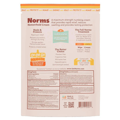Norms Squeezies Lidocaine Hemorrhoid Cream, Discreet Single Use Travel Packets, 5% Lidocaine, Phenylephrine, Aloe and Glycerin – Numbing, Soothing & Swelling Relief On the Go, 12 Count - Maple Wellness Supplements