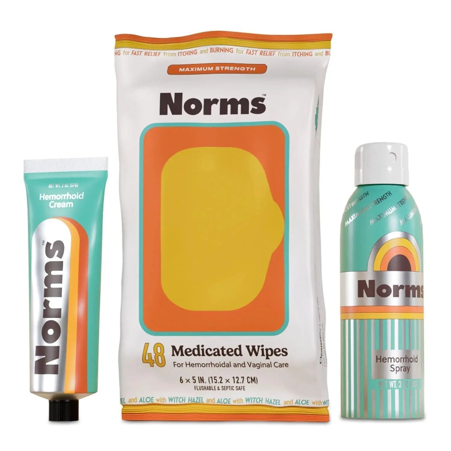 Norms The Full Hemorrhoid Treatment Bundle Medicated Wipes, Touch-Free Spray, and 5% Lidocaine Cream to Relieve Painful Itching, Burning & Swelling – Complete Hemorrhoid Care System - Maple Wellness Supplements