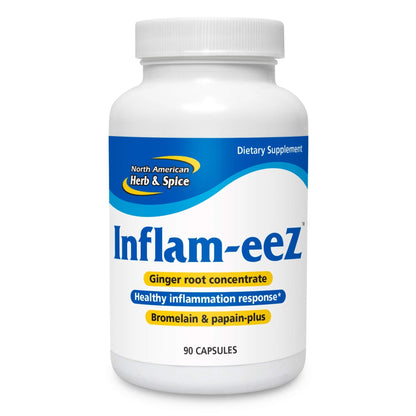 NORTH AMERICAN HERB & SPICE Inflam-eeZ - 90 Capsules - Supports Healthy Immune & Inflammatory Response - Ginger Root, Camu Camu Berries, Bromelain & Papain Plus - Non-GMO - 45 Total Servings - Maple Wellness Supplements