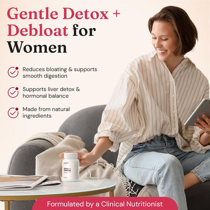 Nourished Natural Health Detox + Debloat - Detox Cleanse and Bloating Relief for Women - Liver and Digestive Support with Milk Thistle, Dandelion, Fennel & Turmeric - Maple Wellness Supplements
