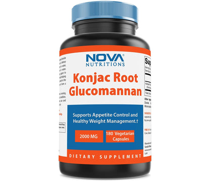 Nova Nutritions 2 Pack Konjac Root Glucomannan Capsules 2000 mg/Serving Veggie Caps - Maple Wellness Supplements
