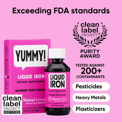 NovaFerrum Yummy | Pediatric Drops Liquid Iron Supplement for Infants and Toddlers | Liquid Iron for Kids | 15mg of Iron Per 1mL Dose | Ages 4 & Under - Maple Wellness Supplements