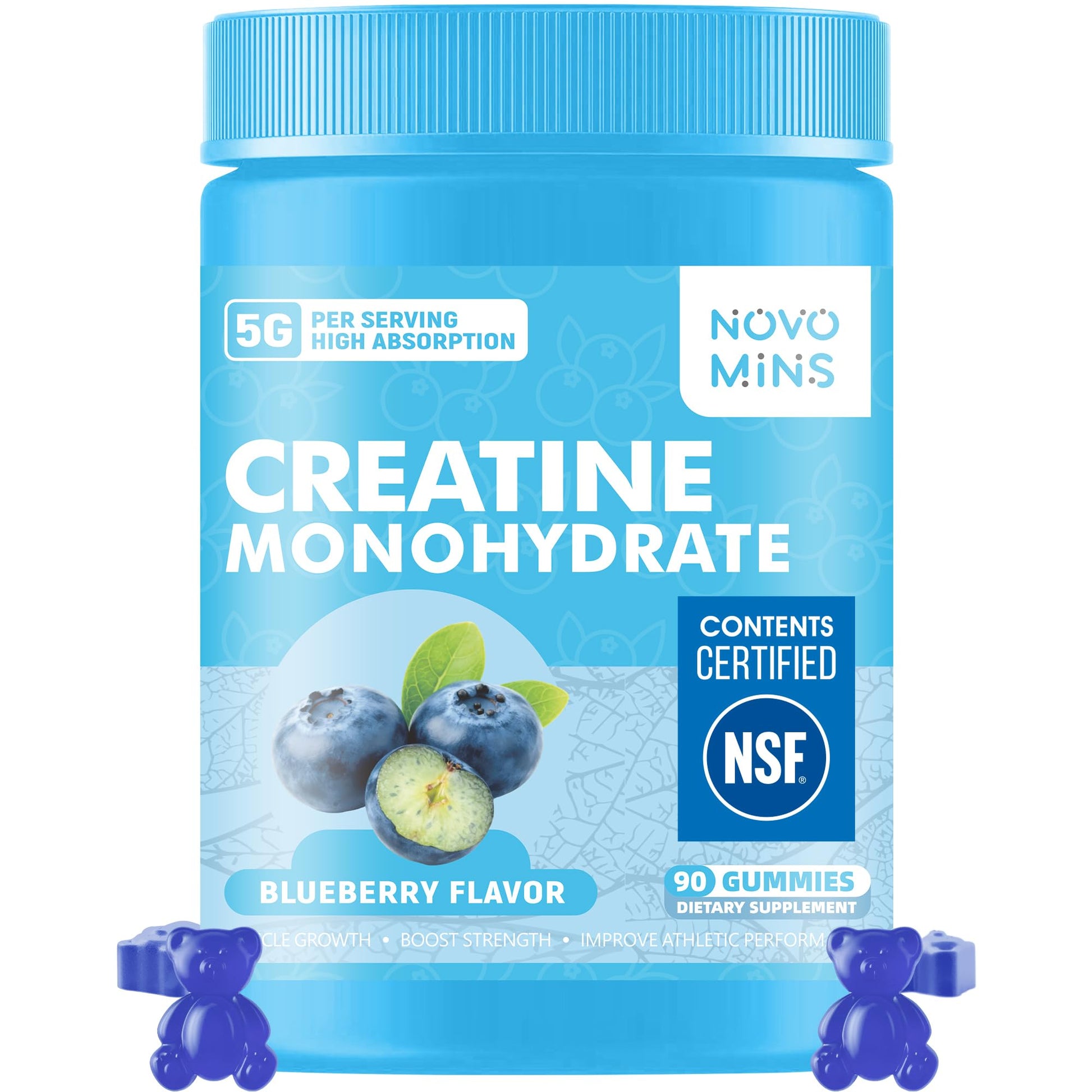 novomins Creatine Monohydrate Gummies 5000mg for Men & Women, Chewables Creatine Monohydrate for Muscle Strength, Muscle Builder, Energy Boost, Pre-Workout Supplement - Maple Wellness Supplements