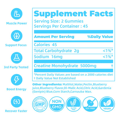 novomins Creatine Monohydrate Gummies 5000mg for Men & Women, Chewables Creatine Monohydrate for Muscle Strength, Muscle Builder, Energy Boost, Pre-Workout Supplement - Maple Wellness Supplements