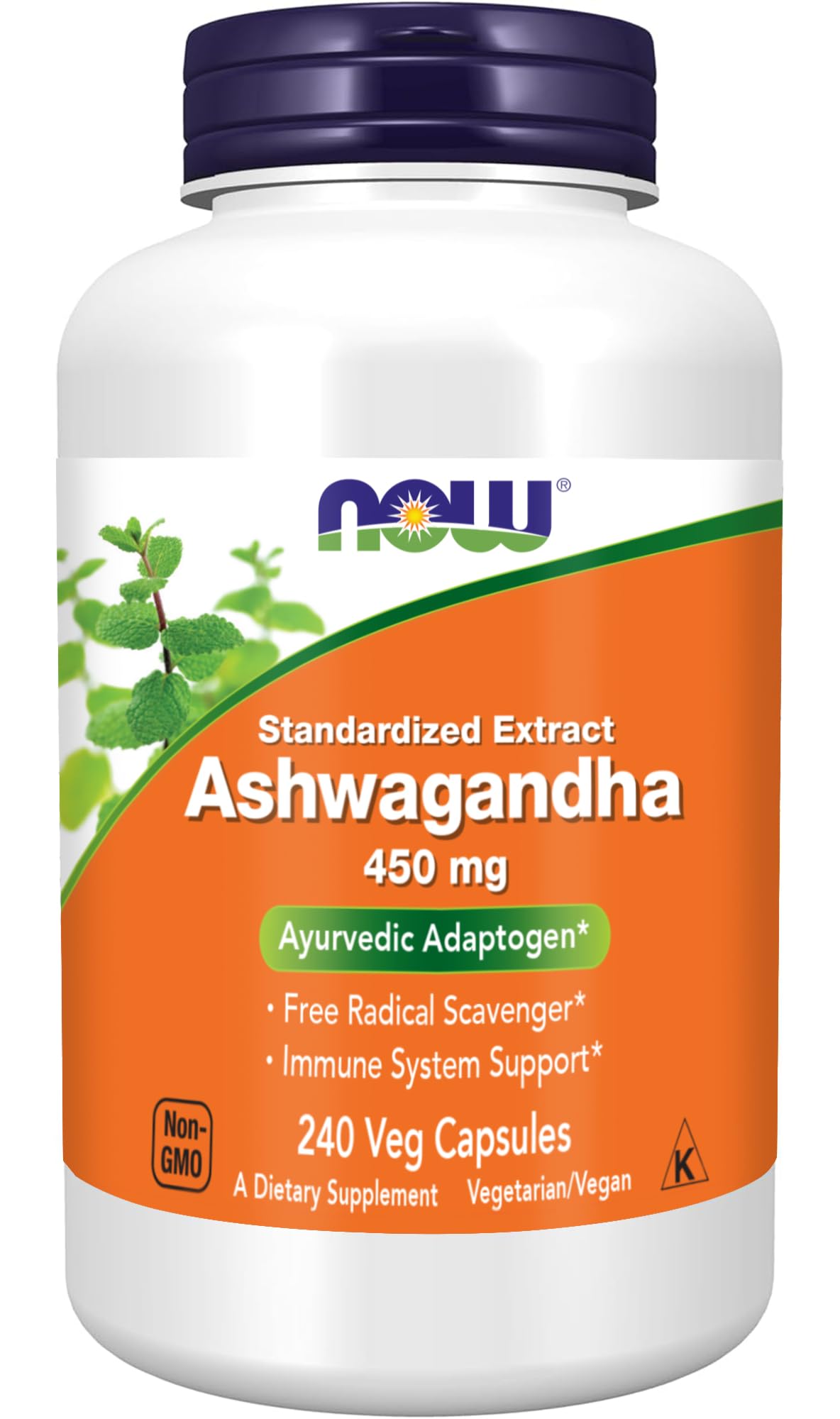 NOW Foods Ashwagandha Extract 450 mg Vegan, Kosher, Non-GMO - 240 Veg Capsules, - Maple Wellness Supplements