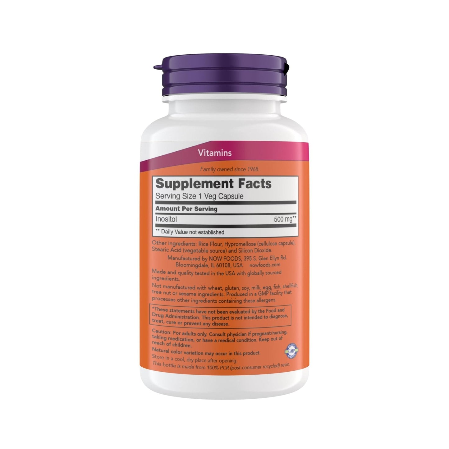 Now Foods Inositol 500 mg, Superior Myo Inositol Form, for Healthy Membrane Function - Maple Wellness Supplements