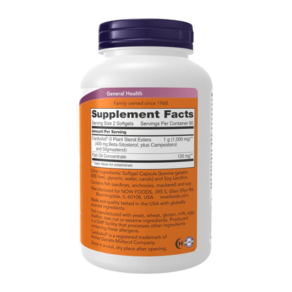 NOW Foods Supplements, Beta-Sitosterol Plant Sterols with CardioAid®-S Plant Sterol Esters and Added Fish Oil, 180 Softgels - Maple Wellness Supplements