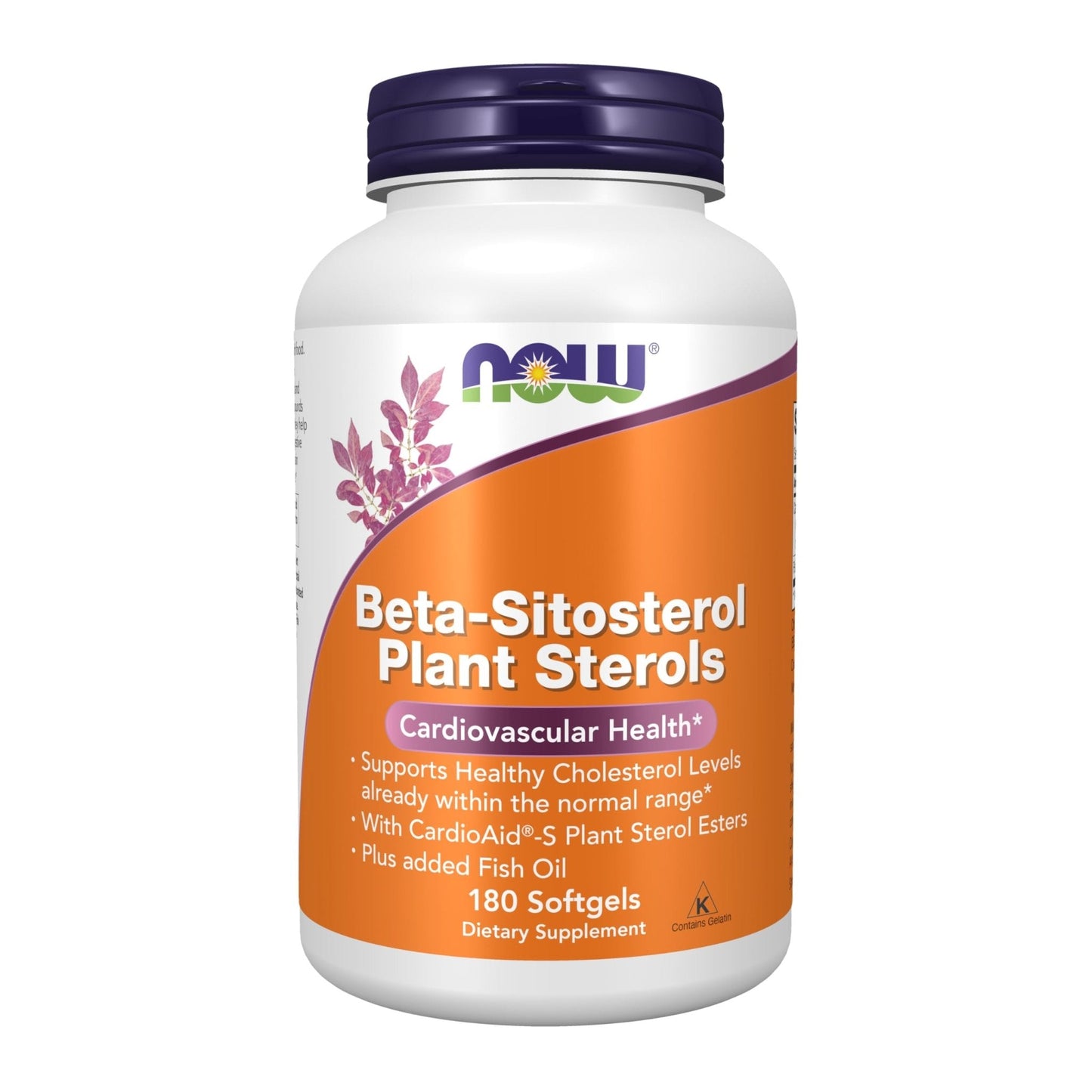 NOW Foods Supplements, Beta-Sitosterol Plant Sterols with CardioAid®-S Plant Sterol Esters and Added Fish Oil, 180 Softgels - Maple Wellness Supplements