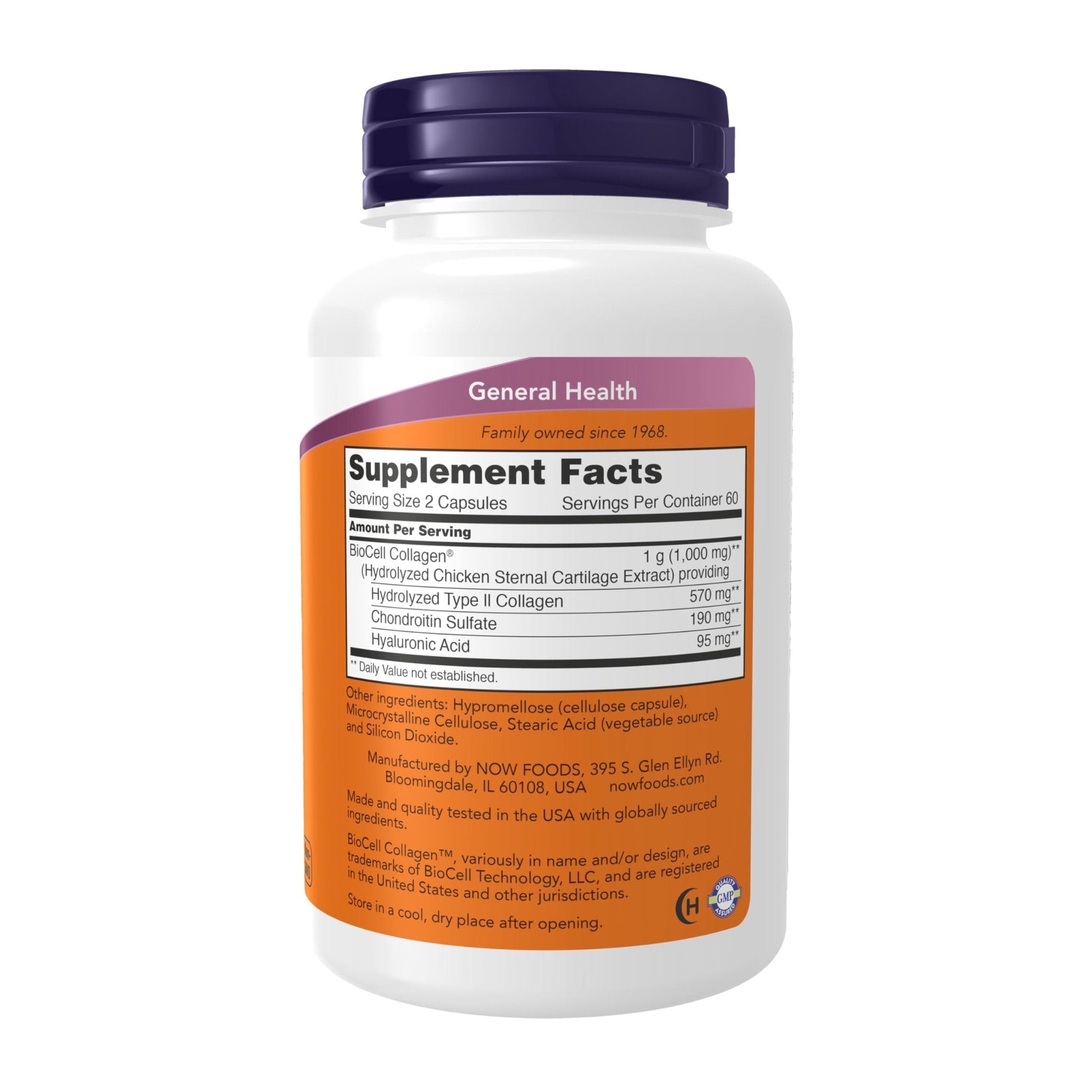 NOW Foods Supplements, BioCell Collagen® Hydrolyzed Type II, Clinically Validated, 120 Veg Capsules - Maple Wellness Supplements