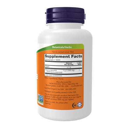 NOW Foods Supplements, Certified Organic, Spirulina 1000 mg (Double Strength), Rich in Beta-Carotene (Vitamin A) - Maple Wellness Supplements