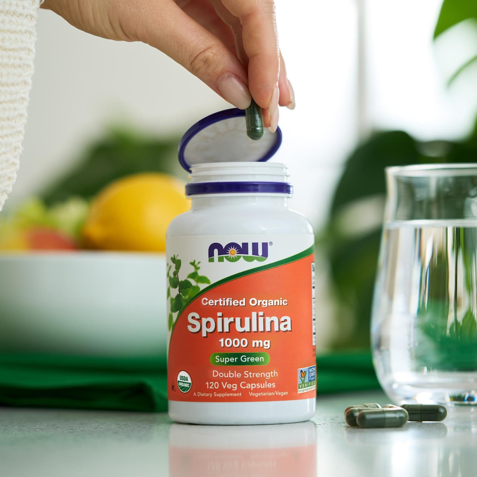 NOW Foods Supplements, Certified Organic, Spirulina 1000 mg (Double Strength), Rich in Beta-Carotene (Vitamin A) - Maple Wellness Supplements