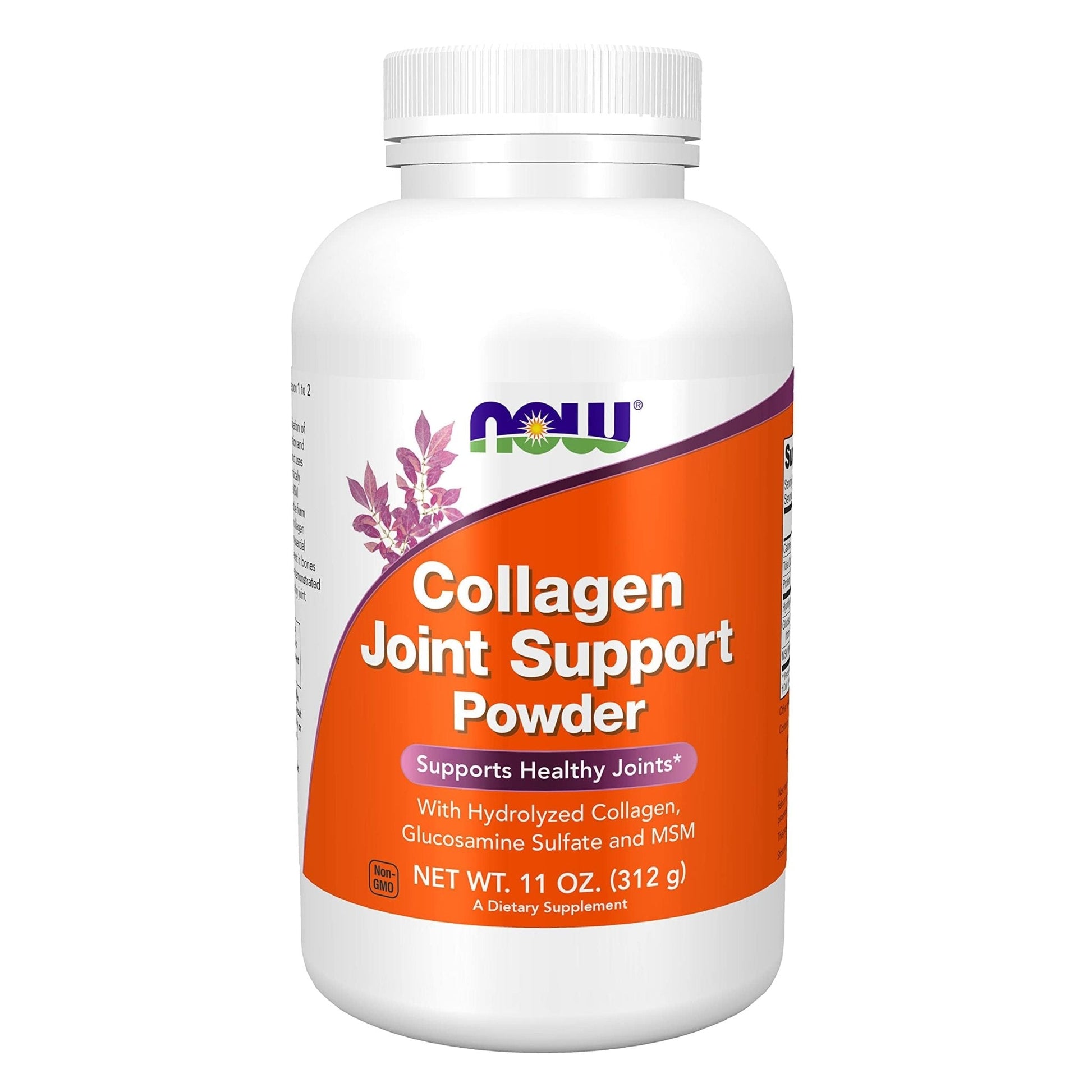 NOW Foods Supplements, Collagen Joint Support™ Powder with Beef Gelatin, Glucosamine Sulfate and MSM, 11-Ounce - Maple Wellness Supplements