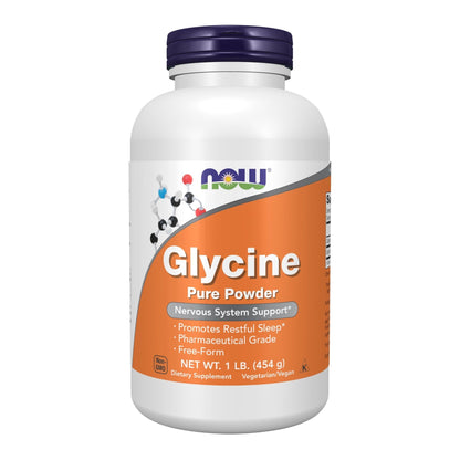NOW Foods Supplements, Glycine Pure Powder, Promotes Restful Sleep*, Neurotransmitter Support*, 1-Pound - Maple Wellness Supplements