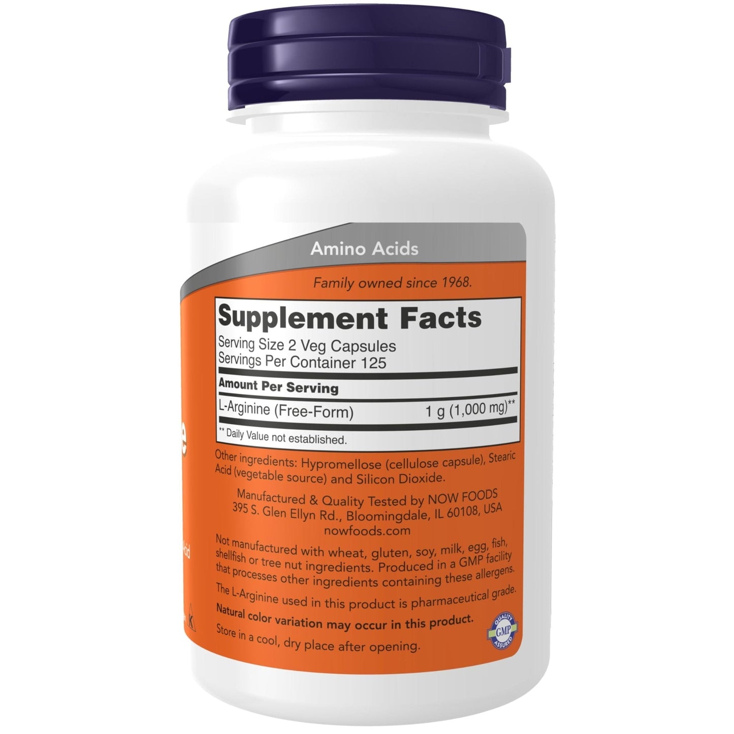 NOW Foods Supplements, L-Arginine 500 mg, Nitric Oxide Precursor*, Amino Acid, 250 Veg Capsules - Maple Wellness Supplements