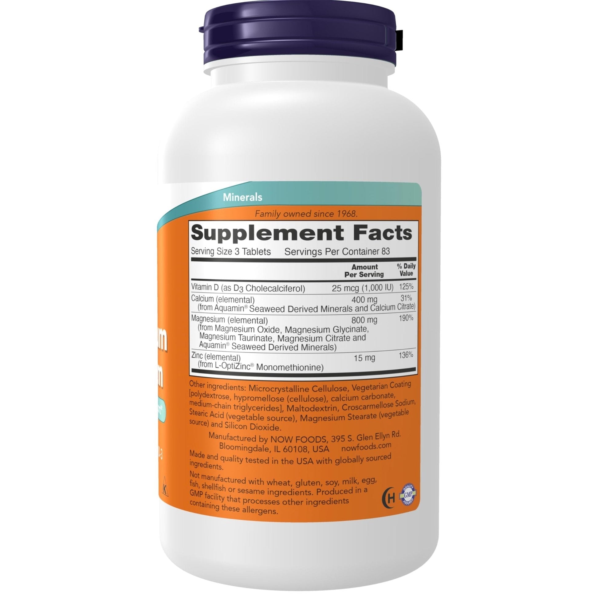 NOW Foods Supplements, Magnesium & Calcium, With Zinc and Vitamin D-3, Nerve and Bone Support*, 250 Tablets - Maple Wellness Supplements