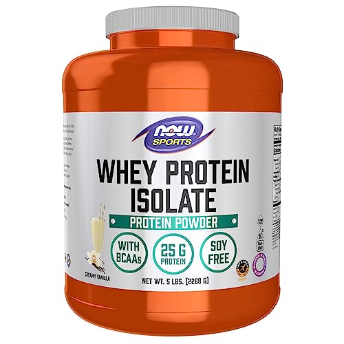 NOW Sports Nutrition, Whey Protein Isolate, 25 g With BCAAs, Creamy Vanilla Powder - Maple Wellness Supplements