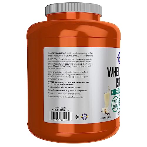 NOW Sports Nutrition, Whey Protein Isolate, 25 g With BCAAs, Creamy Vanilla Powder - Maple Wellness Supplements