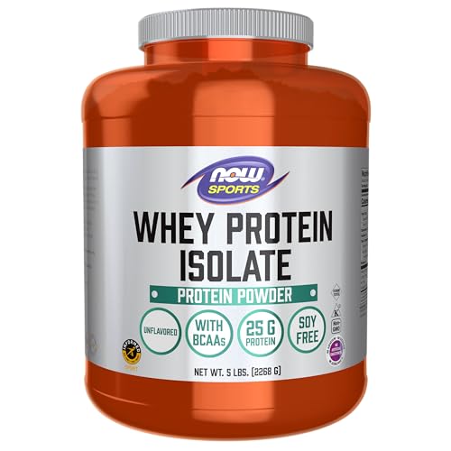 NOW Sports Nutrition, Whey Protein Isolate, 25 g With BCAAs, Unflavored Powder - Maple Wellness Supplements