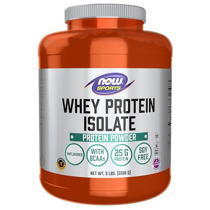 NOW Sports Nutrition, Whey Protein Isolate, 25 g With BCAAs, Unflavored Powder - Maple Wellness Supplements
