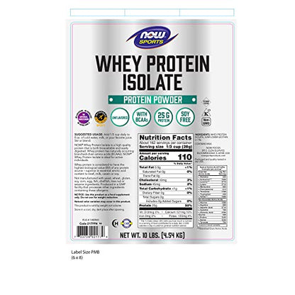 NOW Sports Nutrition, Whey Protein Isolate, 25 g With BCAAs, Unflavored Powder - Maple Wellness Supplements
