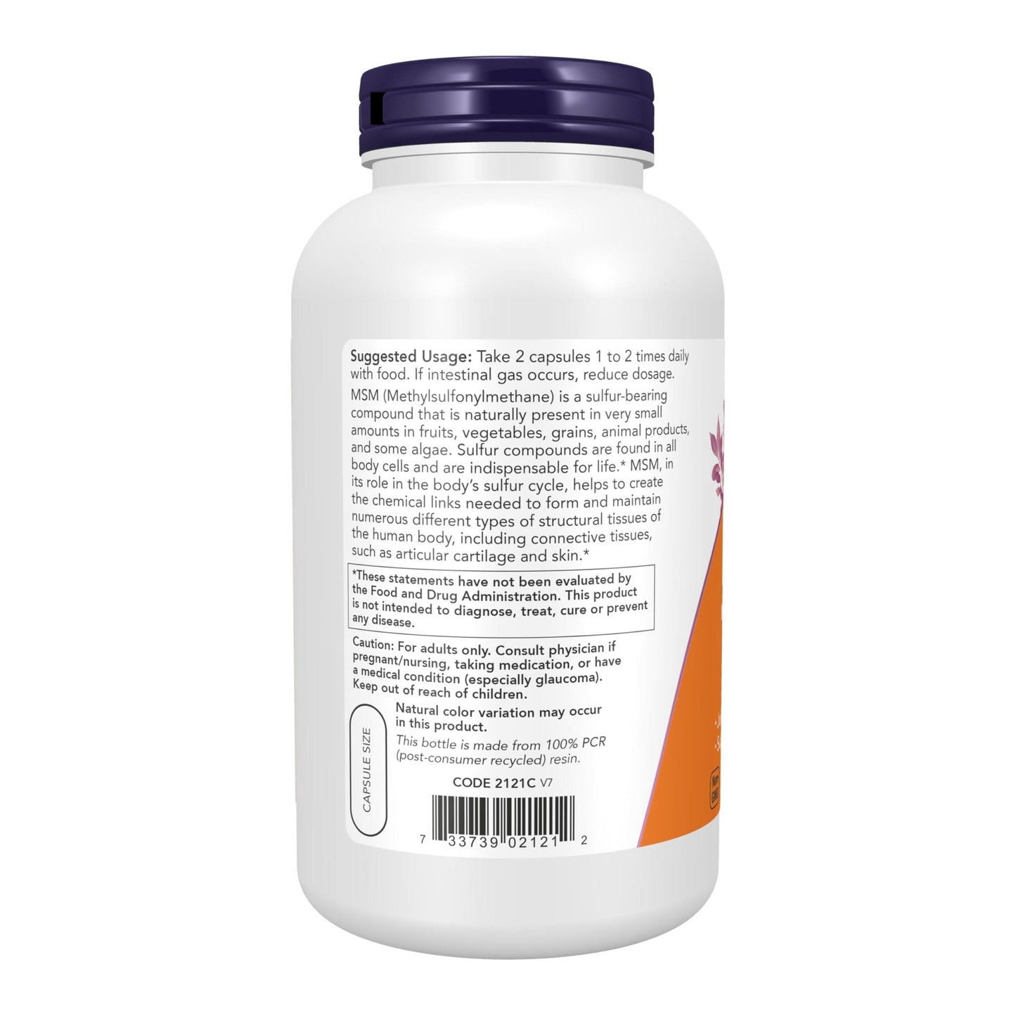 NOW Supplements, MSM (Methylsulfonylmethane) 1,000 mg, Joint Health*, 240 Veg Capsules - Maple Wellness Supplements