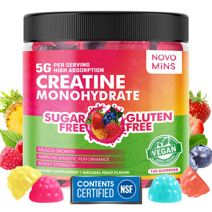 NSF Certified Creatine Gummy - Creatine Monohydrate Gummies 5000mg for Men & Women, Chewables Creatine Monohydrate for Muscle Strength, Muscle Builder, Energy Boost, Pre-Workout Supplement(120 Count) - Maple Wellness Supplements