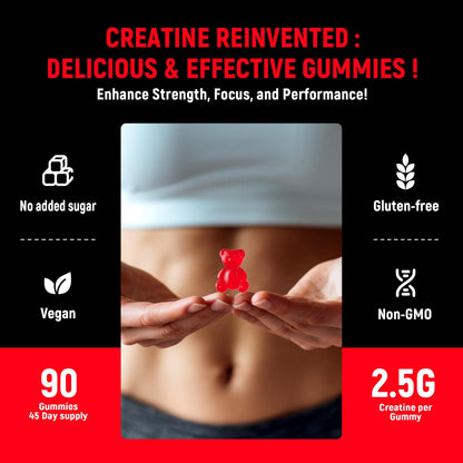 NSF Certified Creatine Gummy - Creatine Monohydrate Gummies 5g for Men & Women - Boost Focus,Strength, and Endurance, Vegan, Gluten-Free, Non-GMO, 2.5 Gram Creatine - Maple Wellness Supplements
