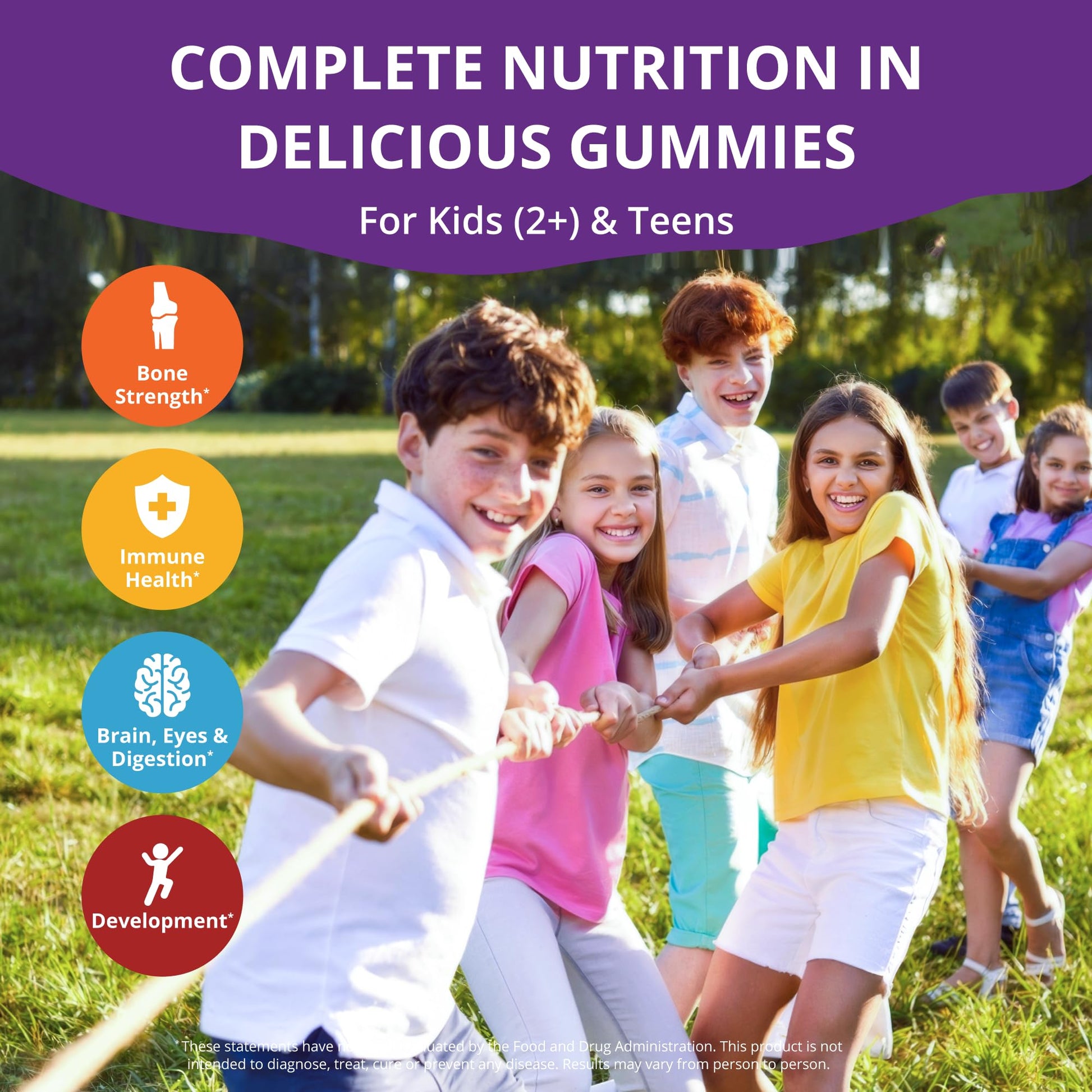 NuBest Tall Gummies for Kids Age 2+ & Teens | Bone Strength, Immunity, Digestive Health with Calcium, Vitamin D3, K2, B Complex, Magnesium, Zinc - Maple Wellness Supplements